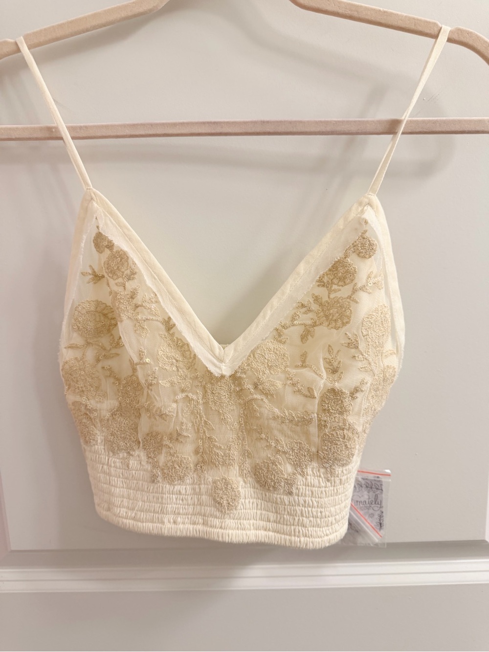 Free People Ivory Ribbed Cropped Tank